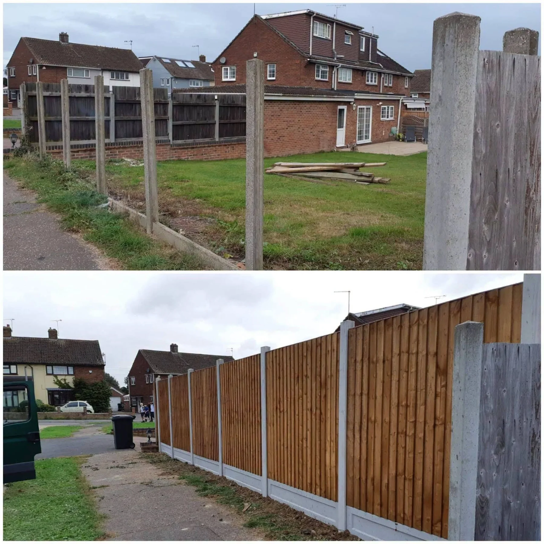 Before and after fencing installation